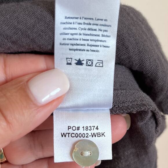 Faherty Dream Cotton Gauze Desmond Blouse Women Shirt Small Gray Organic Cotton - Picture 8 of 8